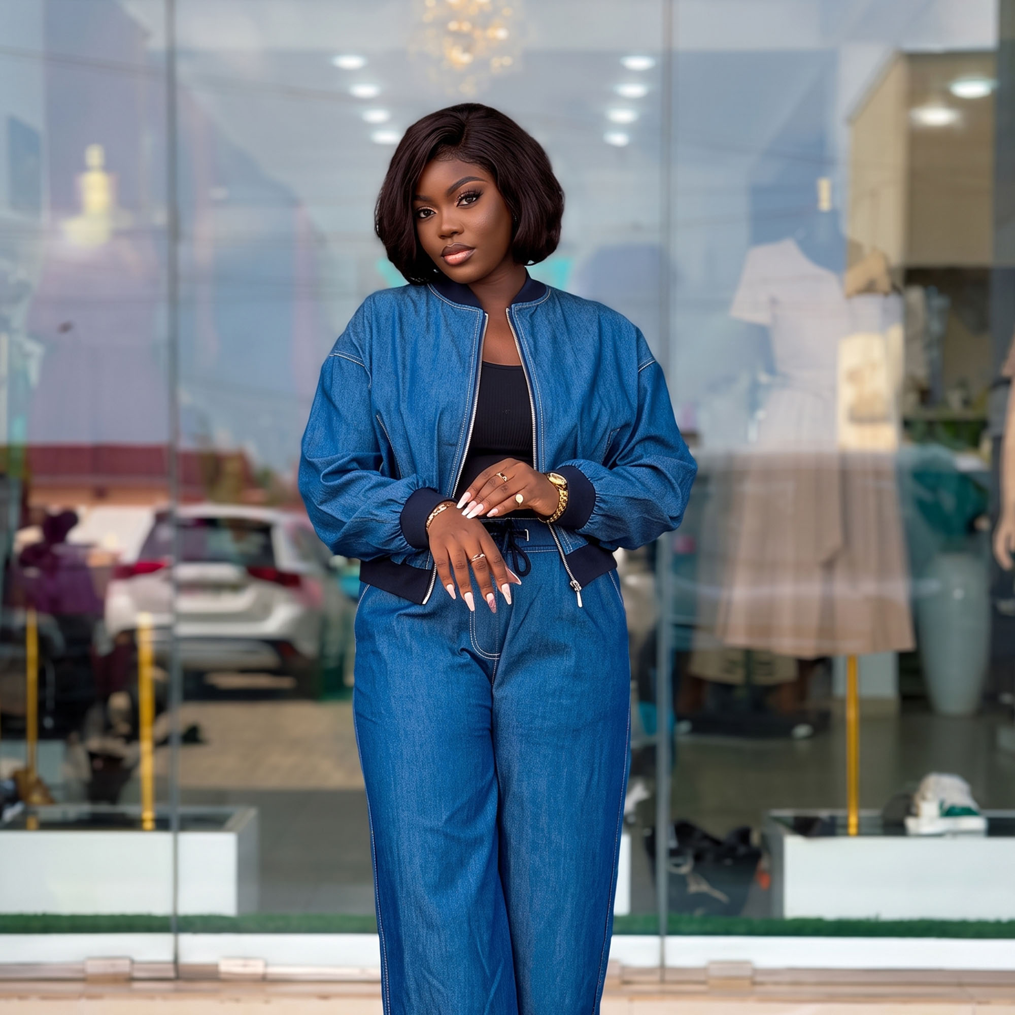 The Essential Denim Bomber Co-ord Set The Essential Denim Bomber Co-ord Set