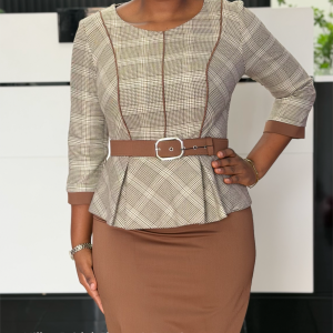 plaids-peplum-blouse-pencil-skirt